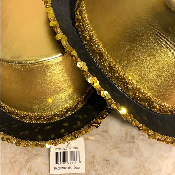 Jacobson Hat Company Accessories Top Hat With Sequin Trim Gold